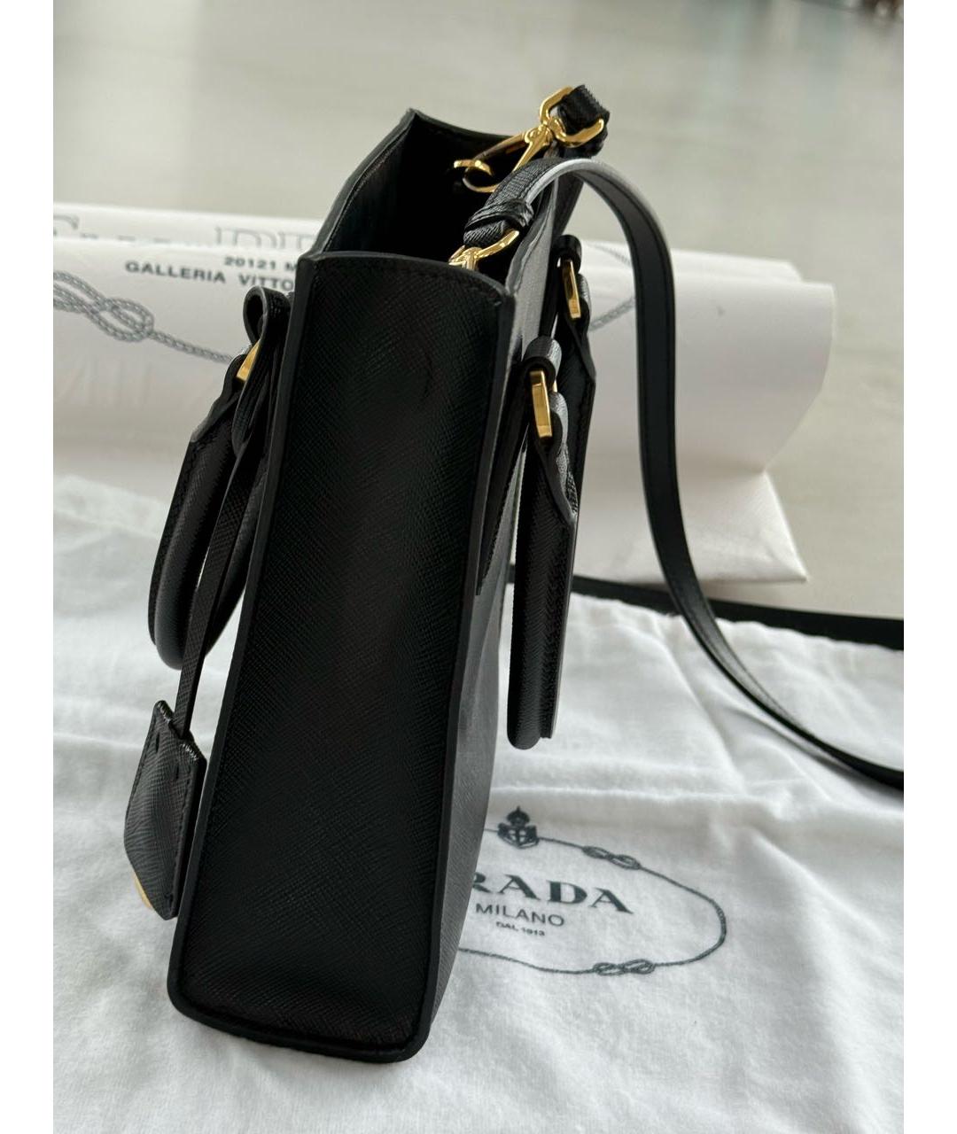 PRADA Черная кожаная сумка тоут, фото 4