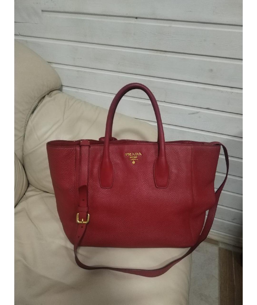 PRADA Бордовая кожаная сумка через плечо, фото 8