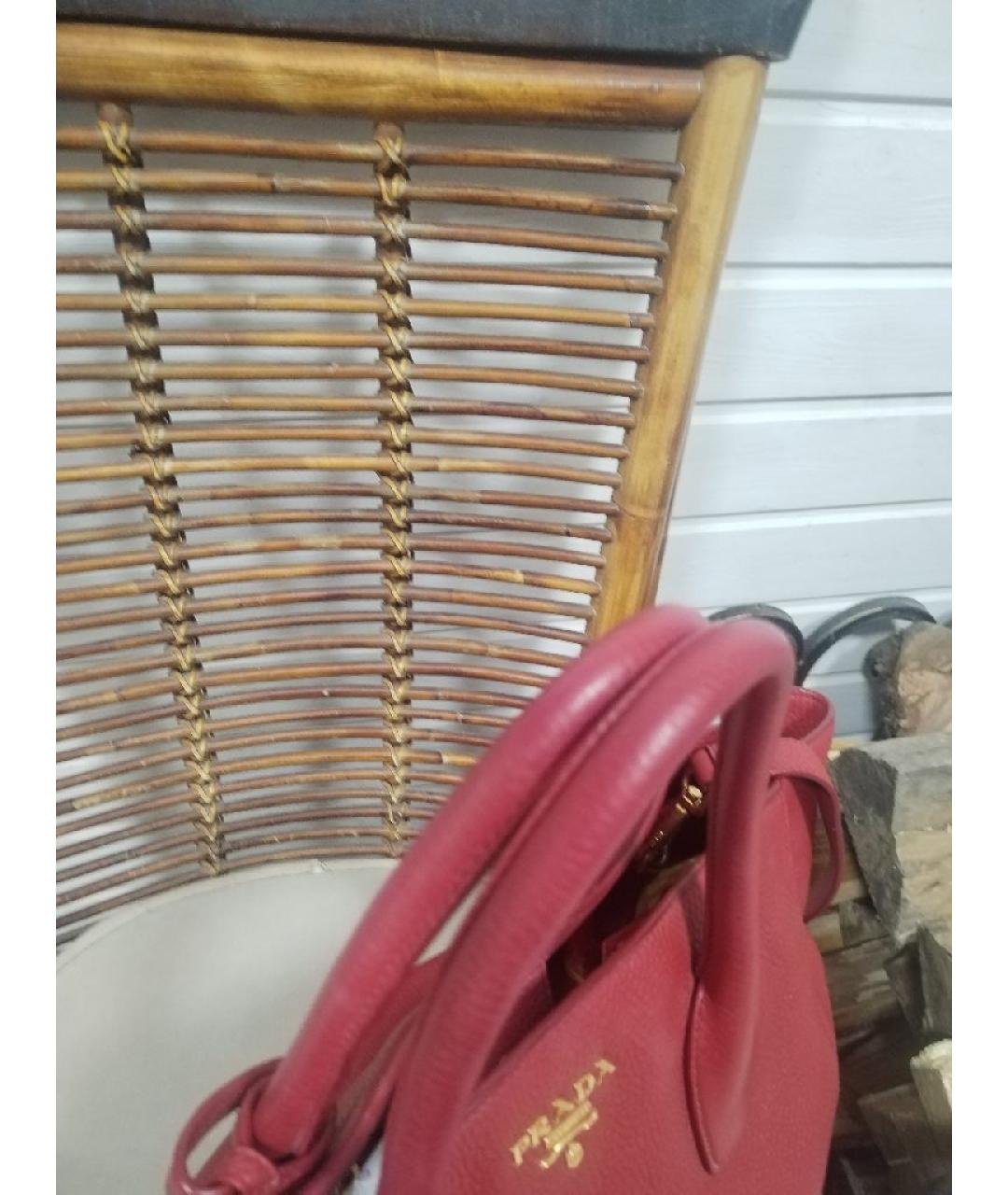 PRADA Бордовая кожаная сумка через плечо, фото 4