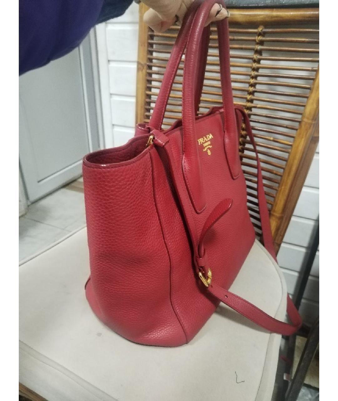 PRADA Бордовая кожаная сумка через плечо, фото 5