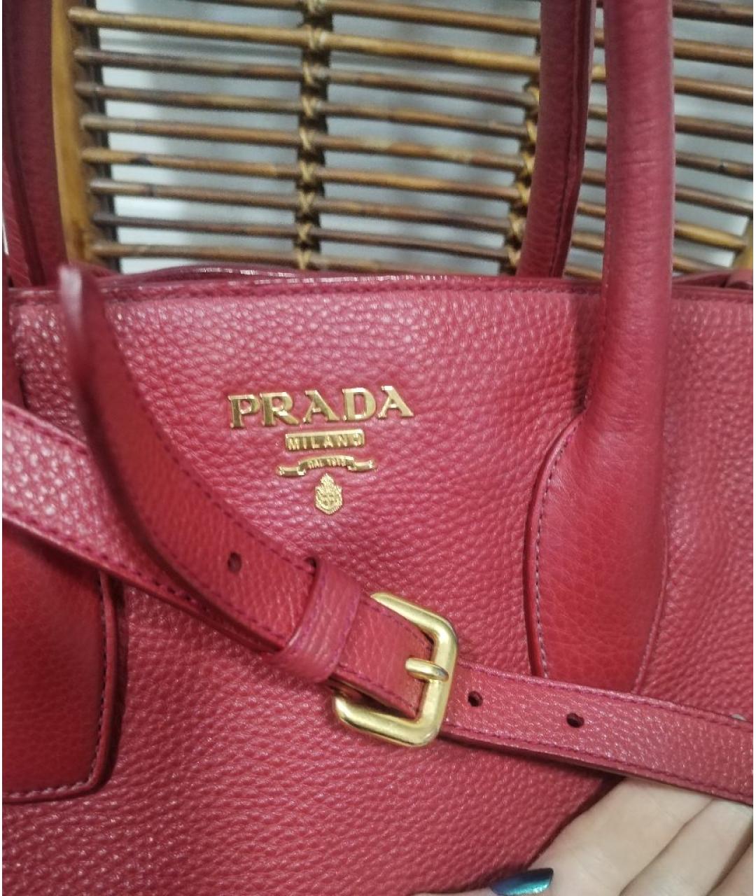 PRADA Бордовая кожаная сумка через плечо, фото 6