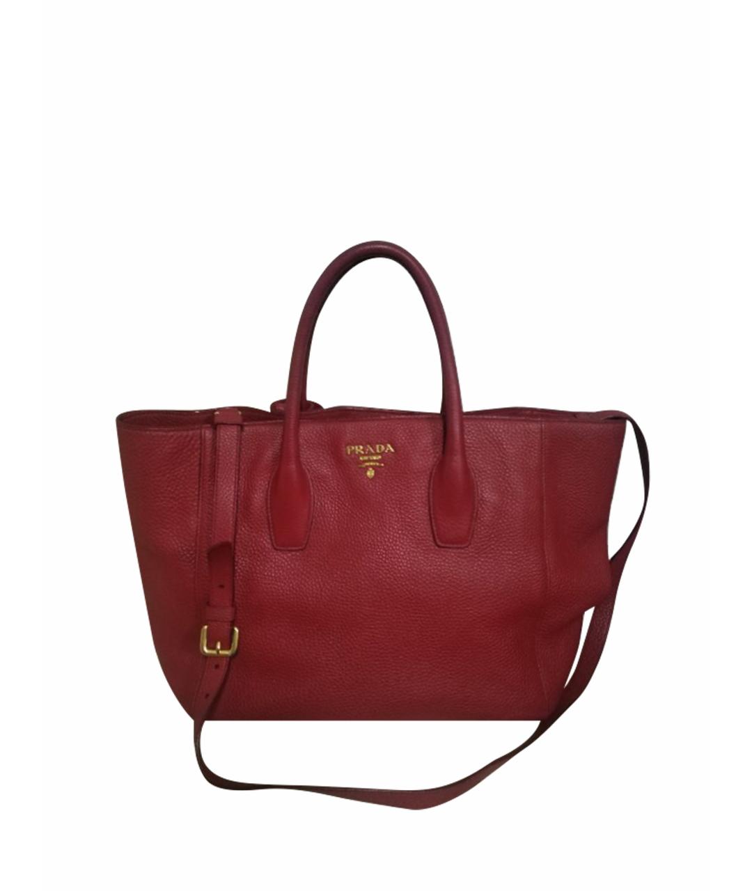 PRADA Бордовая кожаная сумка через плечо, фото 1