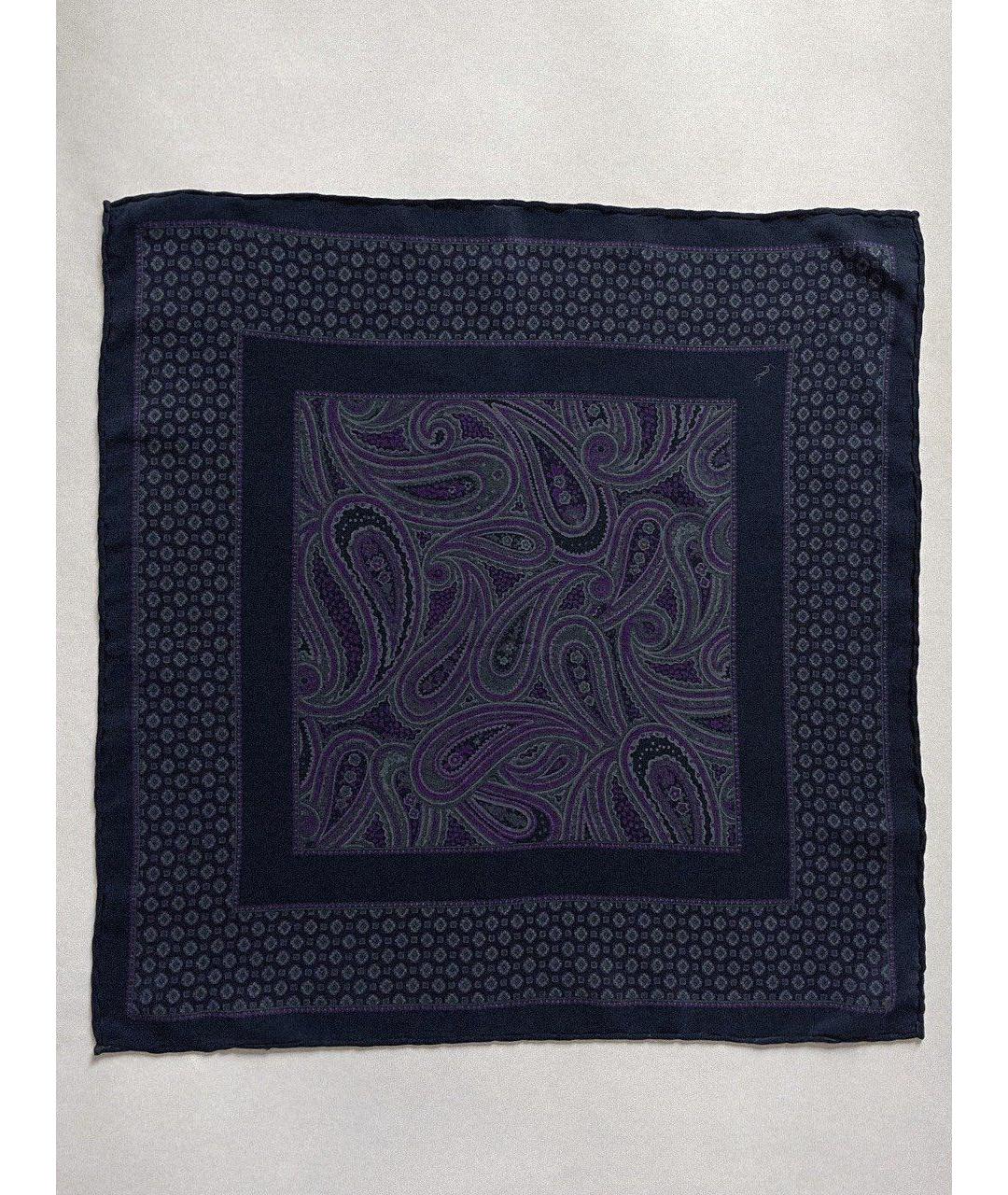 SAINT LAURENT Темно-синий шелковый платок, фото 2