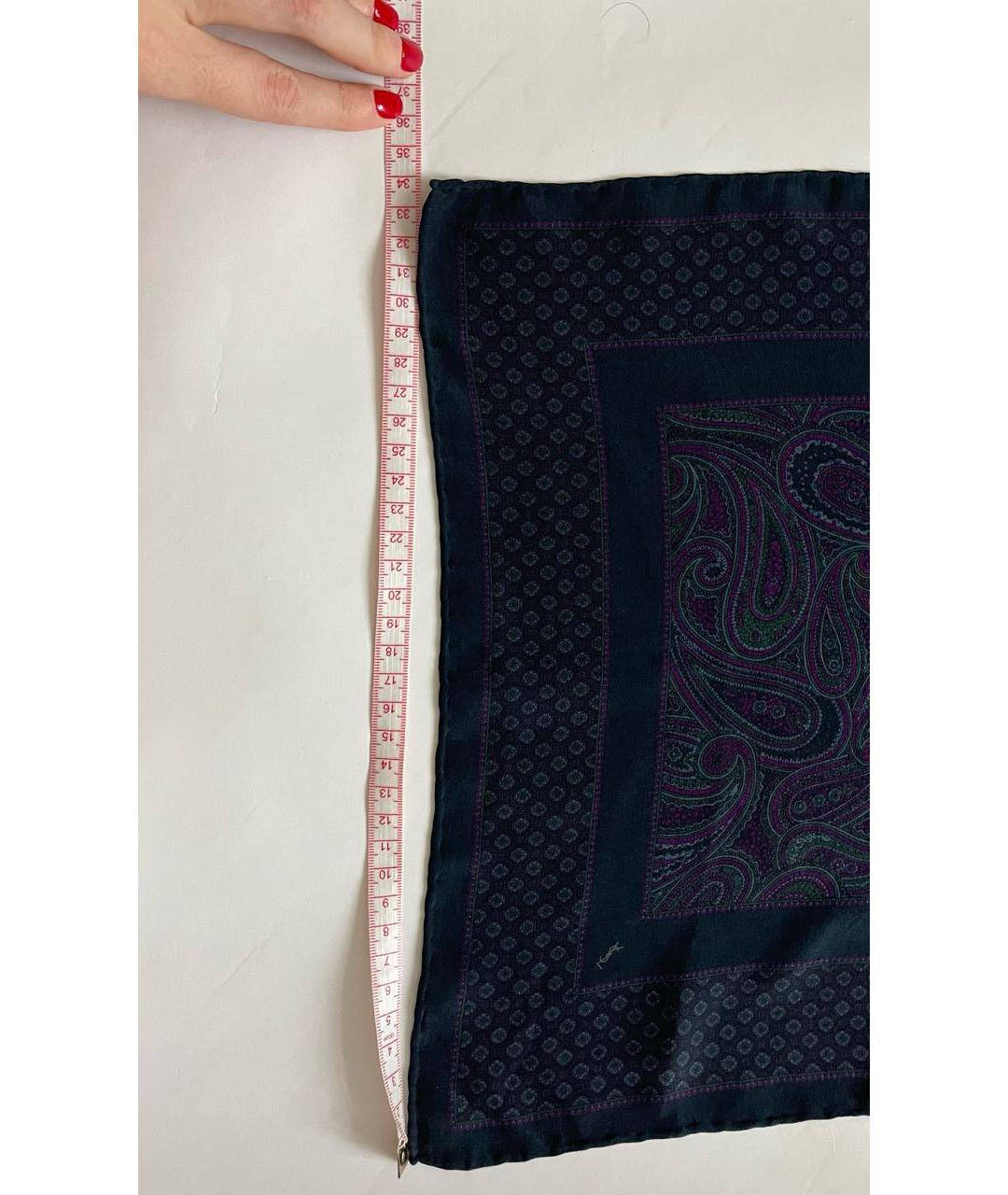 SAINT LAURENT Темно-синий шелковый платок, фото 4