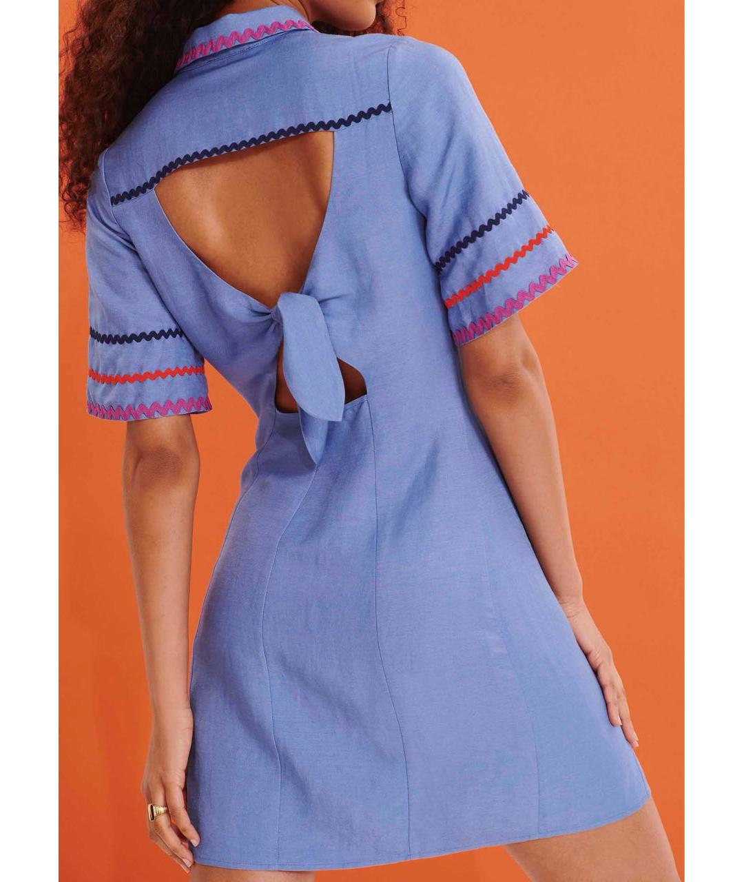 Tara Jarmon Бирюзовое кружевное повседневное платье, фото 5