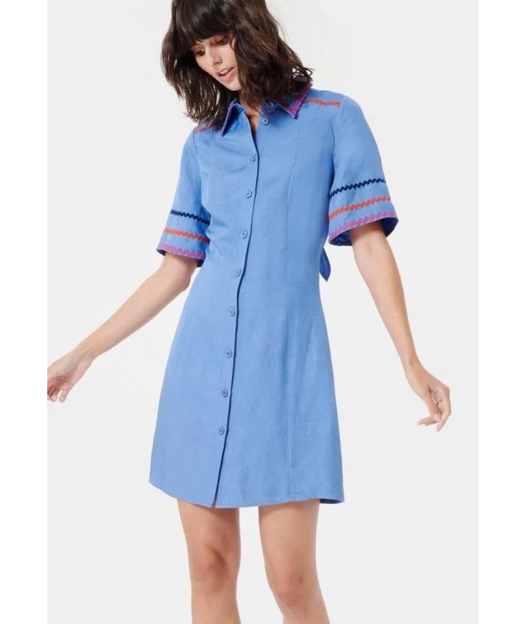 Tara Jarmon Бирюзовое кружевное повседневное платье, фото 6