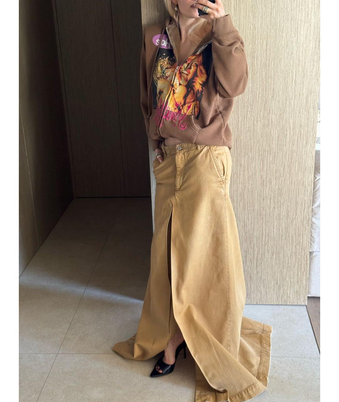 DRIES VAN NOTEN Оранжевая хлопковая юбка макси, фото 2