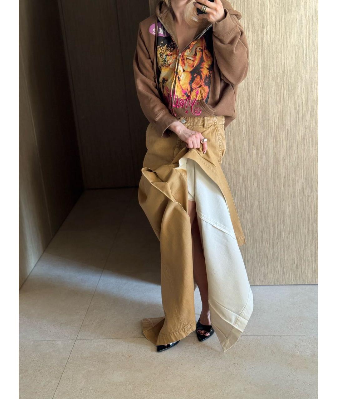 DRIES VAN NOTEN Оранжевая хлопковая юбка макси, фото 3