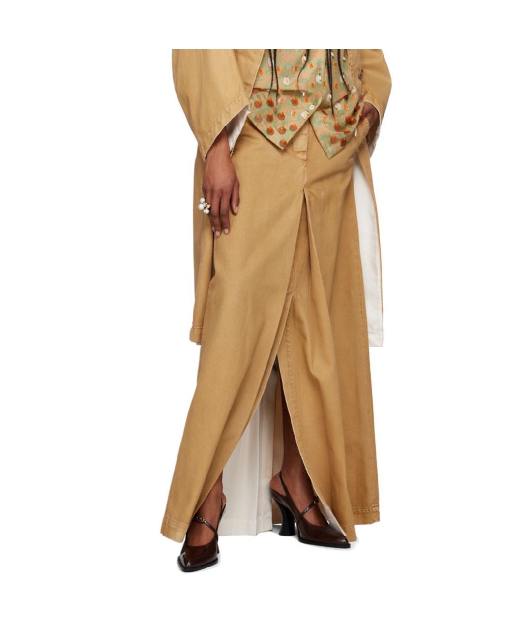 DRIES VAN NOTEN Оранжевая хлопковая юбка макси, фото 7