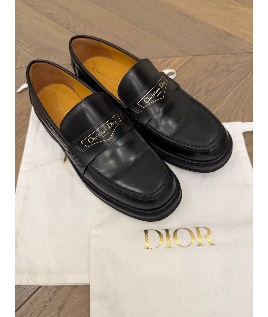 CHRISTIAN DIOR Черные кожаные лоферы, фото 6
