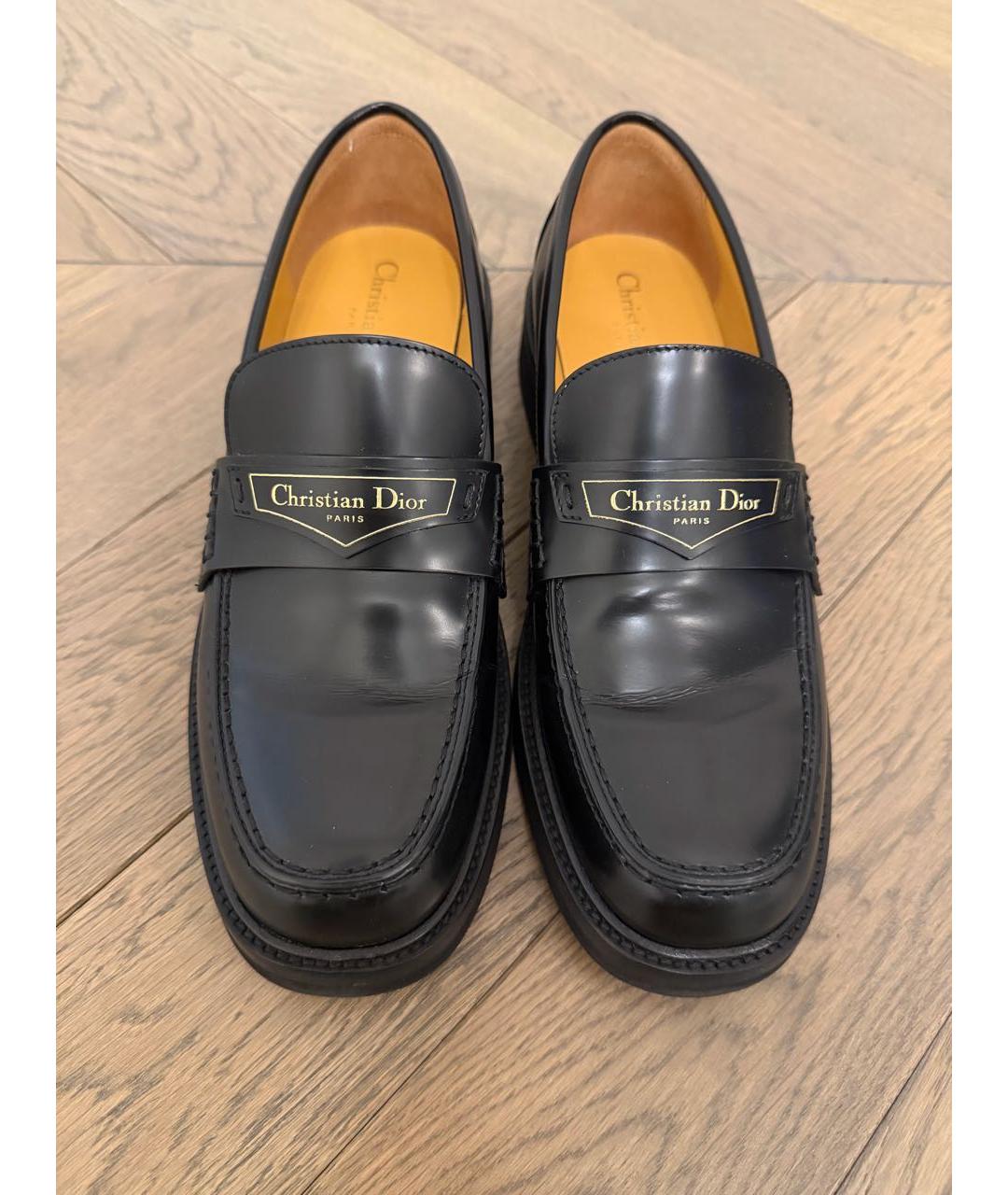 CHRISTIAN DIOR Черные кожаные лоферы, фото 2