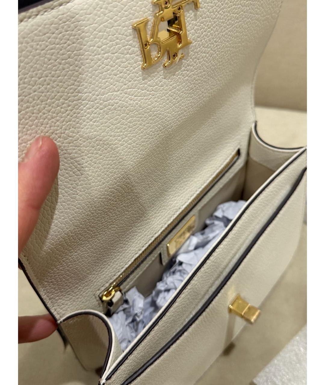 RALPH LAUREN Белая кожаная сумка через плечо, фото 4