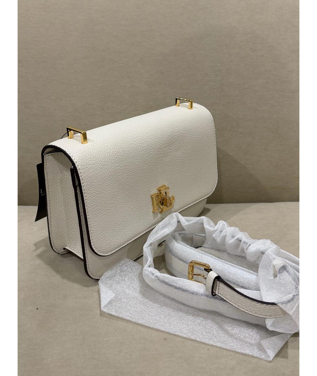 RALPH LAUREN Белая кожаная сумка через плечо, фото 2