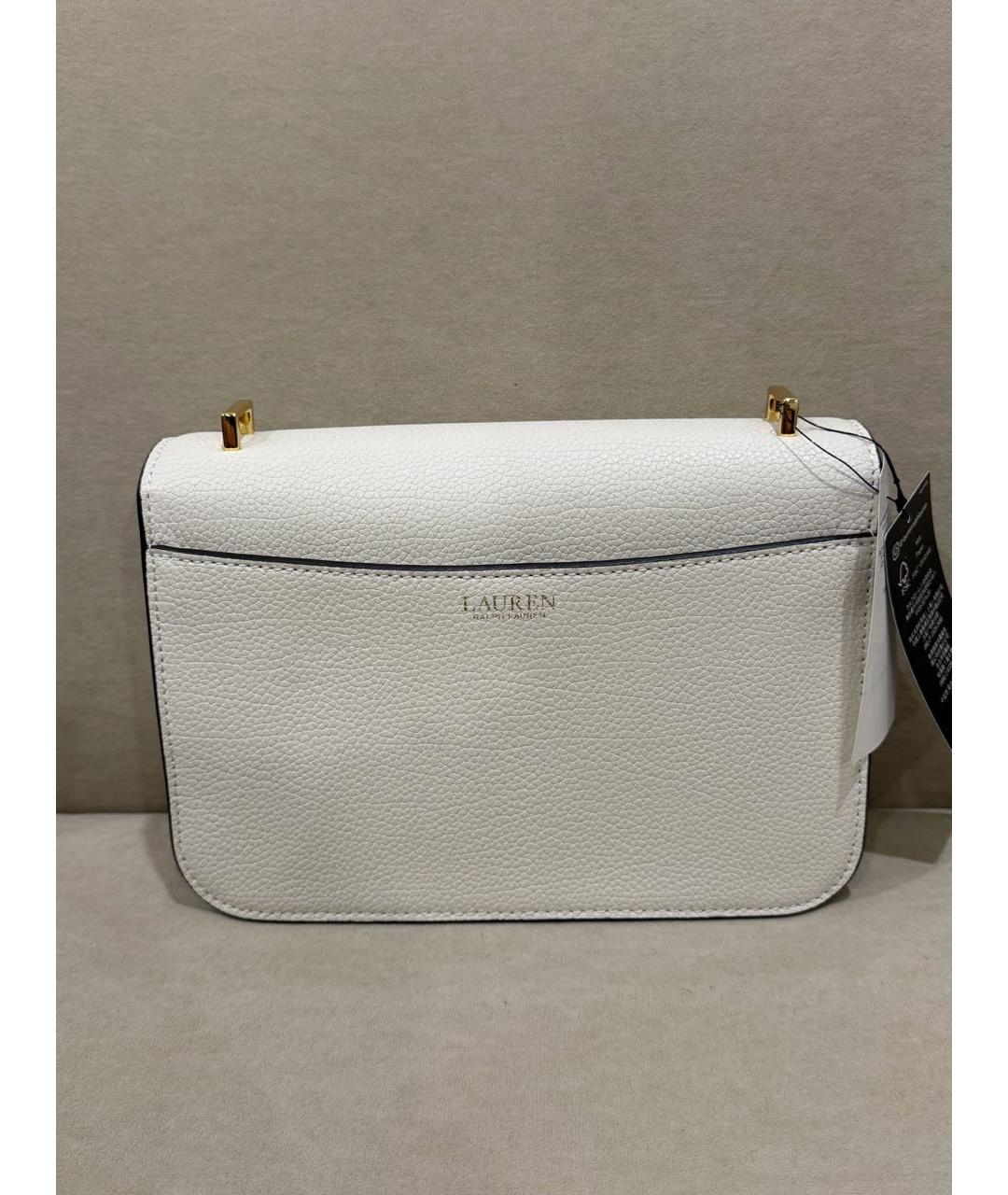 RALPH LAUREN Белая кожаная сумка через плечо, фото 3
