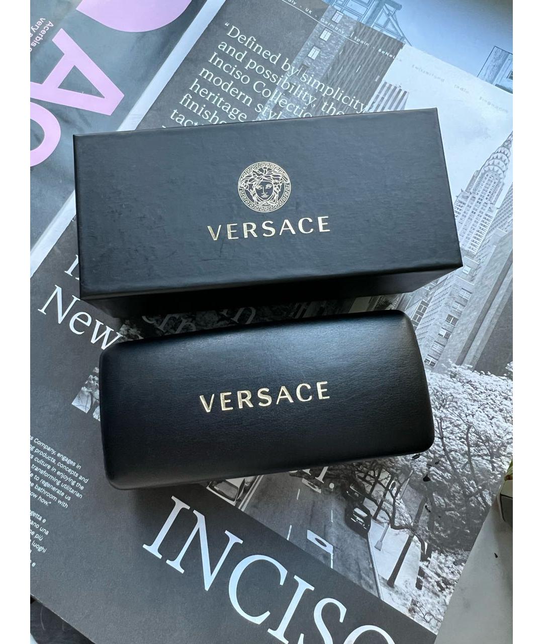 VERSACE Черные пластиковые солнцезащитные очки, фото 4