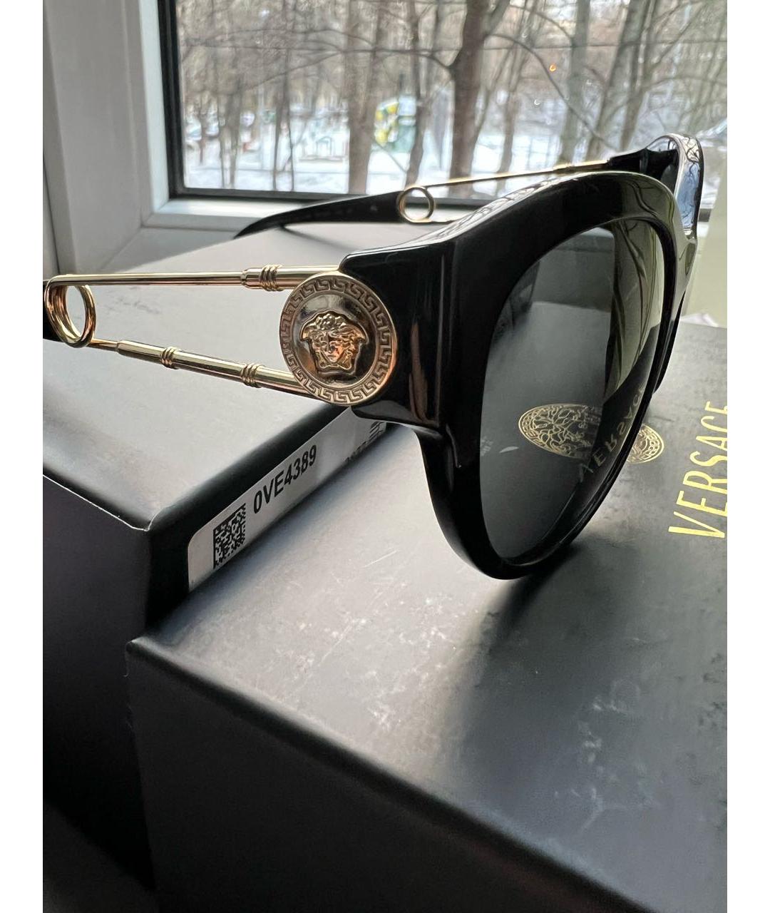 VERSACE Черные пластиковые солнцезащитные очки, фото 3