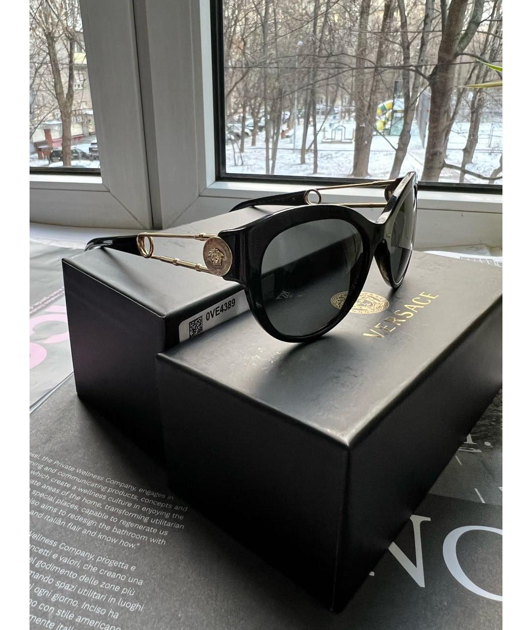 VERSACE Черные пластиковые солнцезащитные очки, фото 2