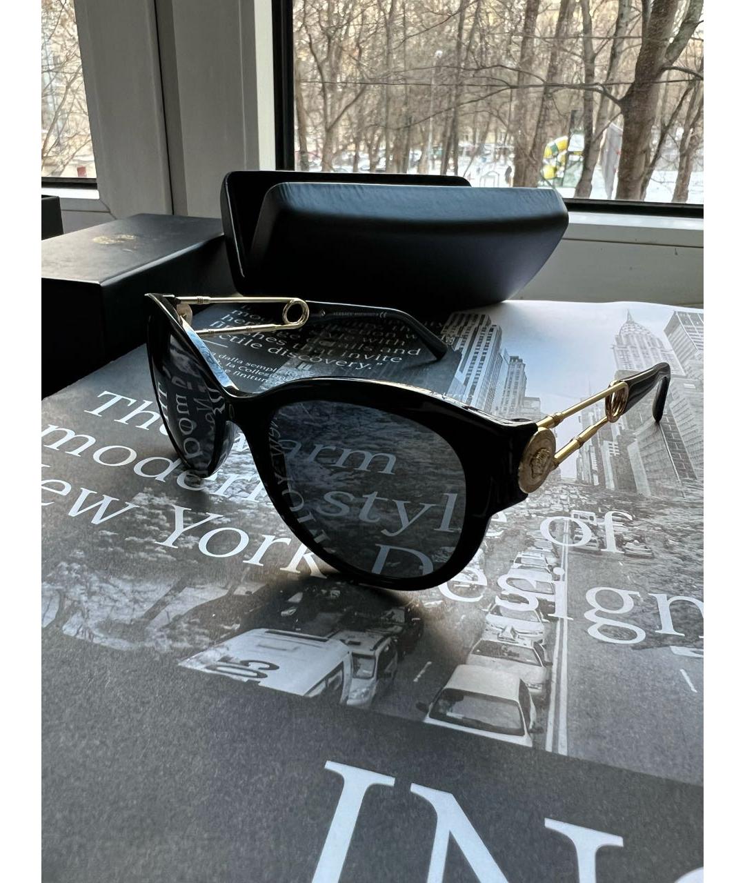 VERSACE Черные пластиковые солнцезащитные очки, фото 5