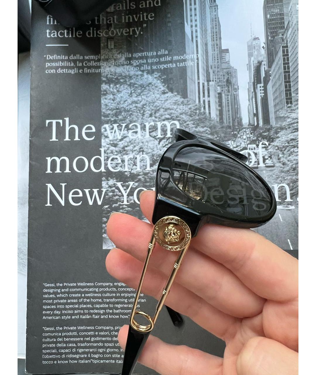 VERSACE Черные пластиковые солнцезащитные очки, фото 8