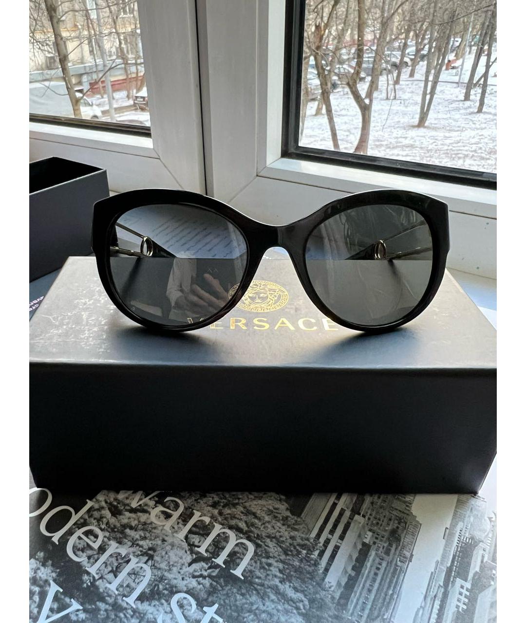 VERSACE Черные пластиковые солнцезащитные очки, фото 9