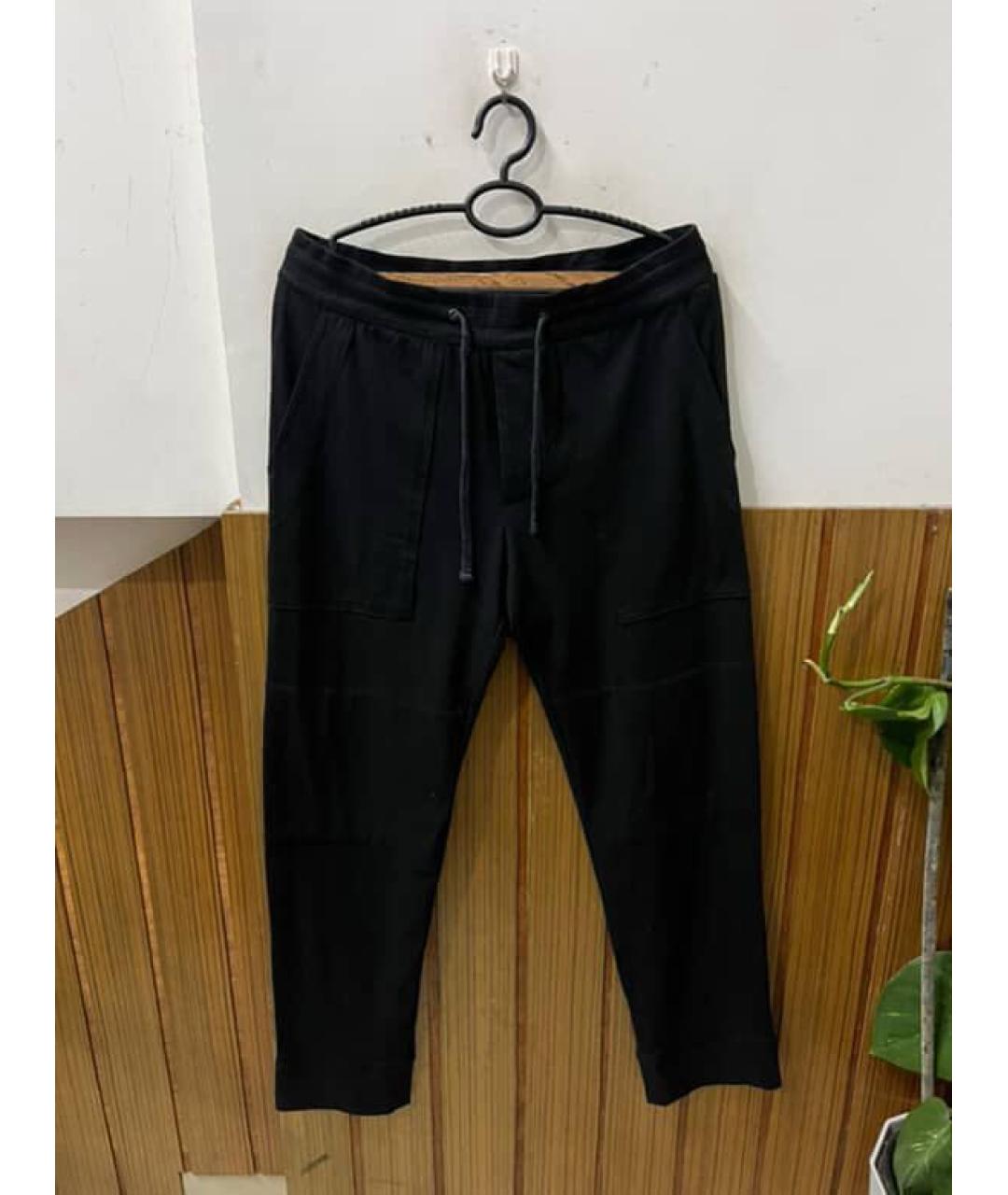 JAMES PERSE Черные хлопко-эластановые повседневные брюки, фото 9