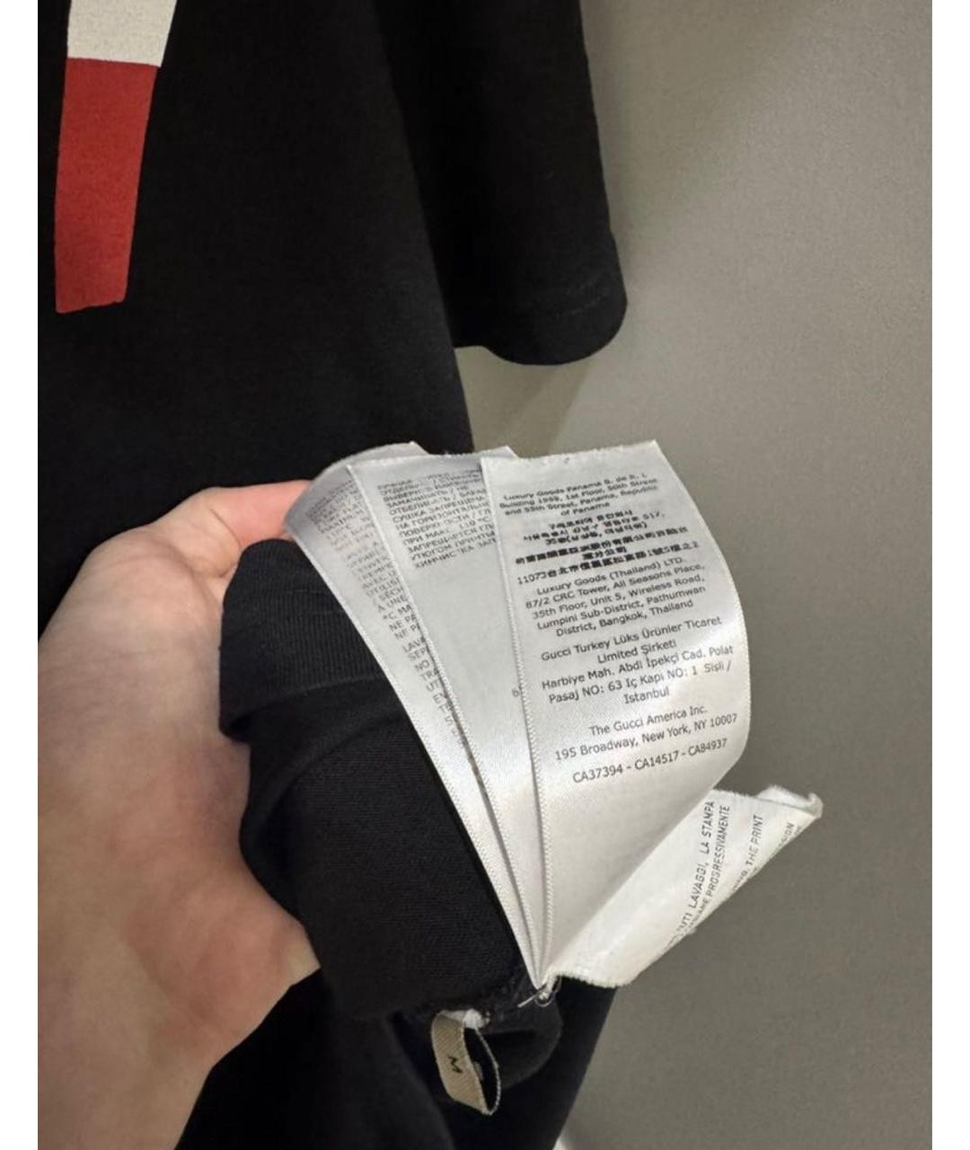 GUCCI Черная хлопковая футболка, фото 3