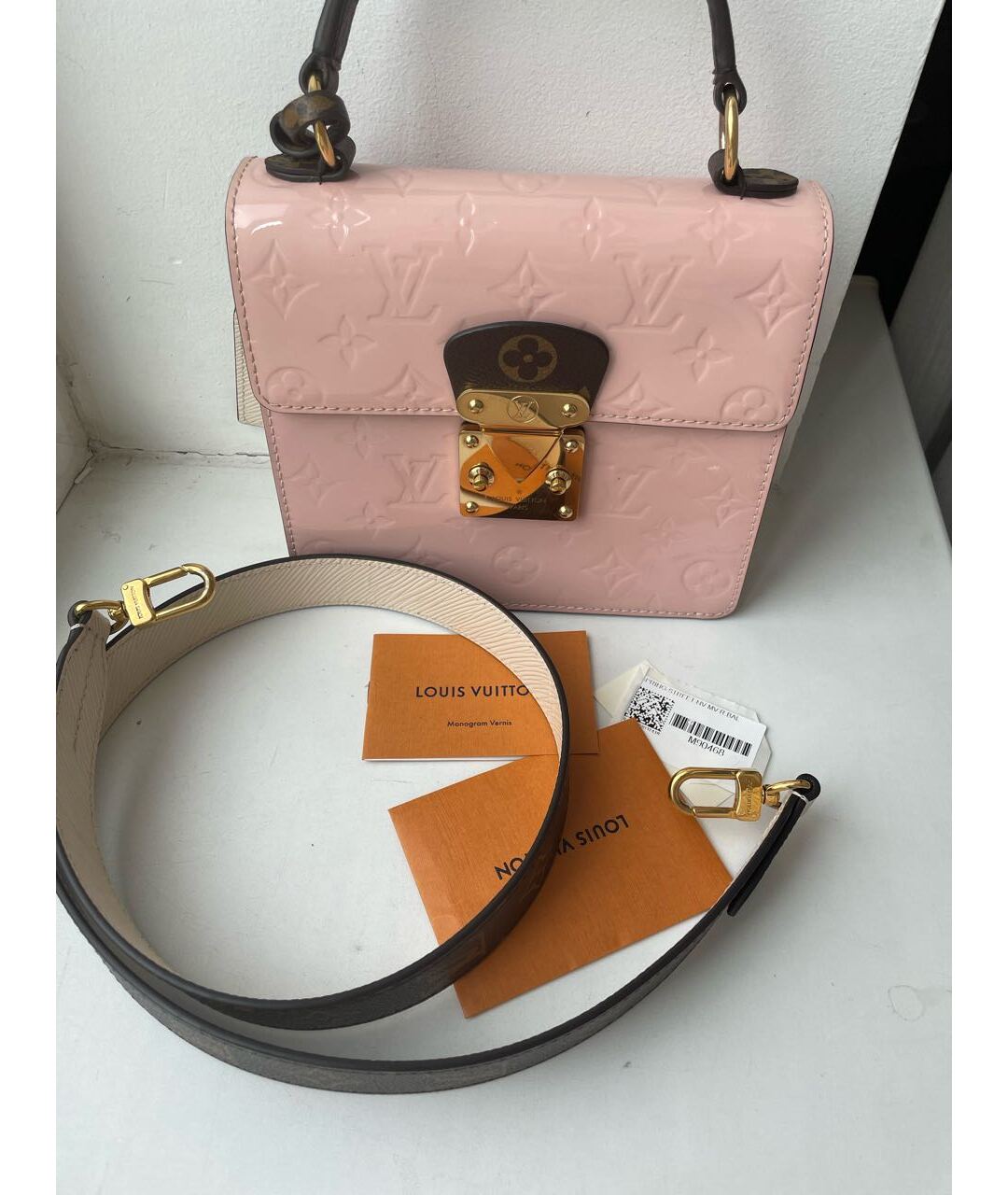 LOUIS VUITTON PRE-OWNED Розовая сумка тоут из лакированной кожи, фото 7