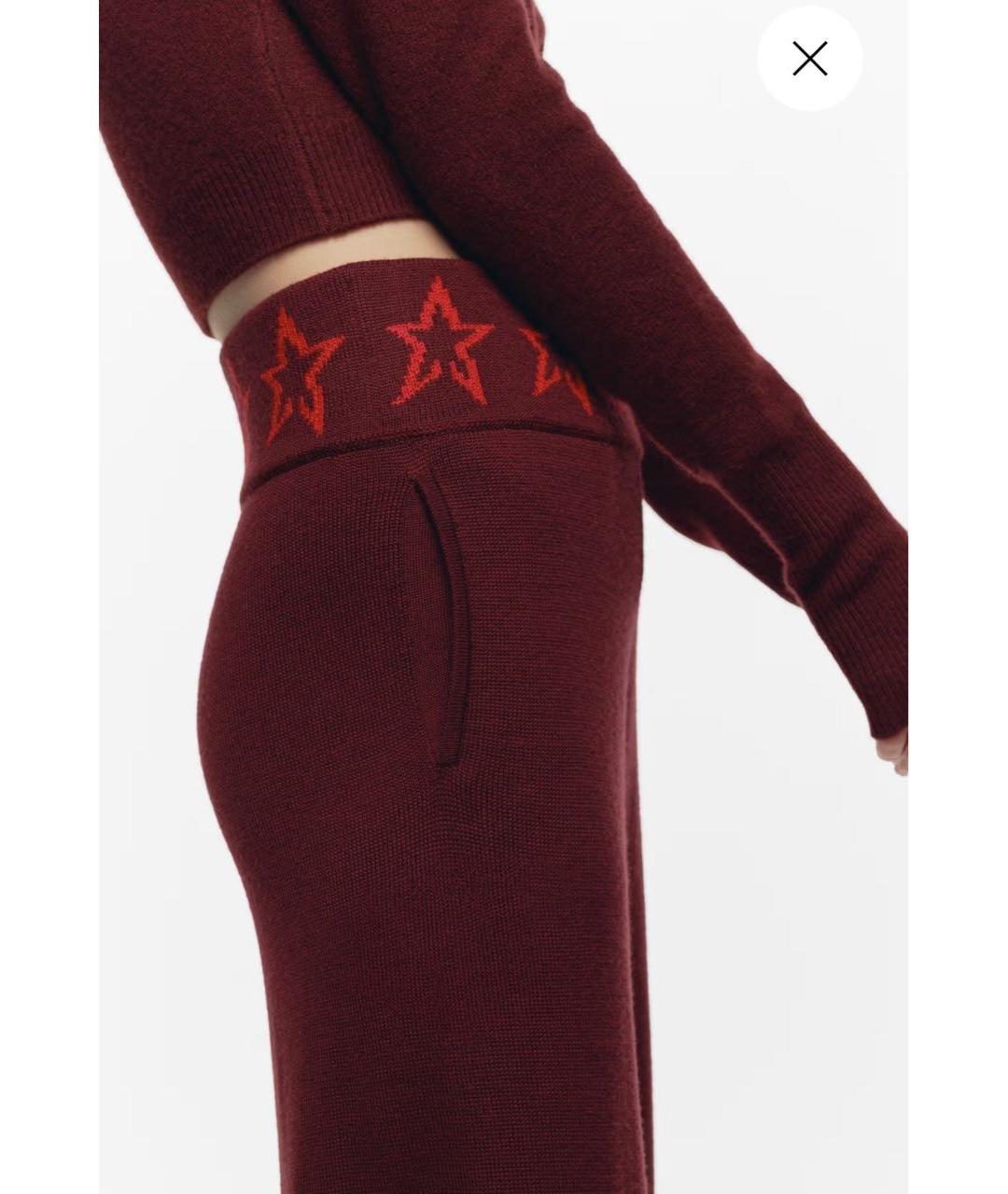 PERFECT MOMENT Бордовые шерстяные прямые брюки, фото 6