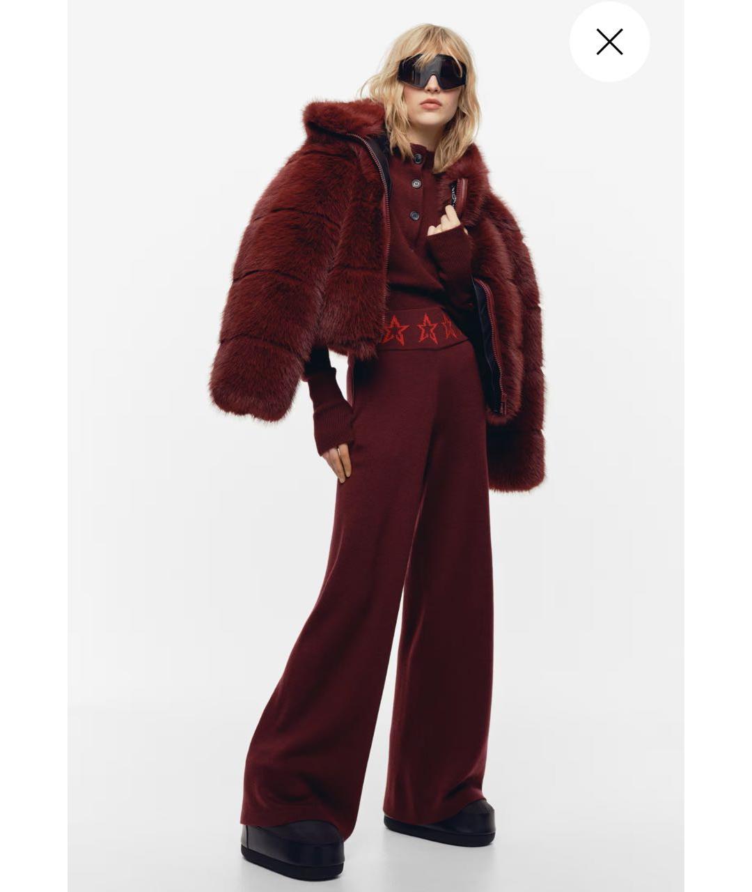 PERFECT MOMENT Бордовые шерстяные прямые брюки, фото 7