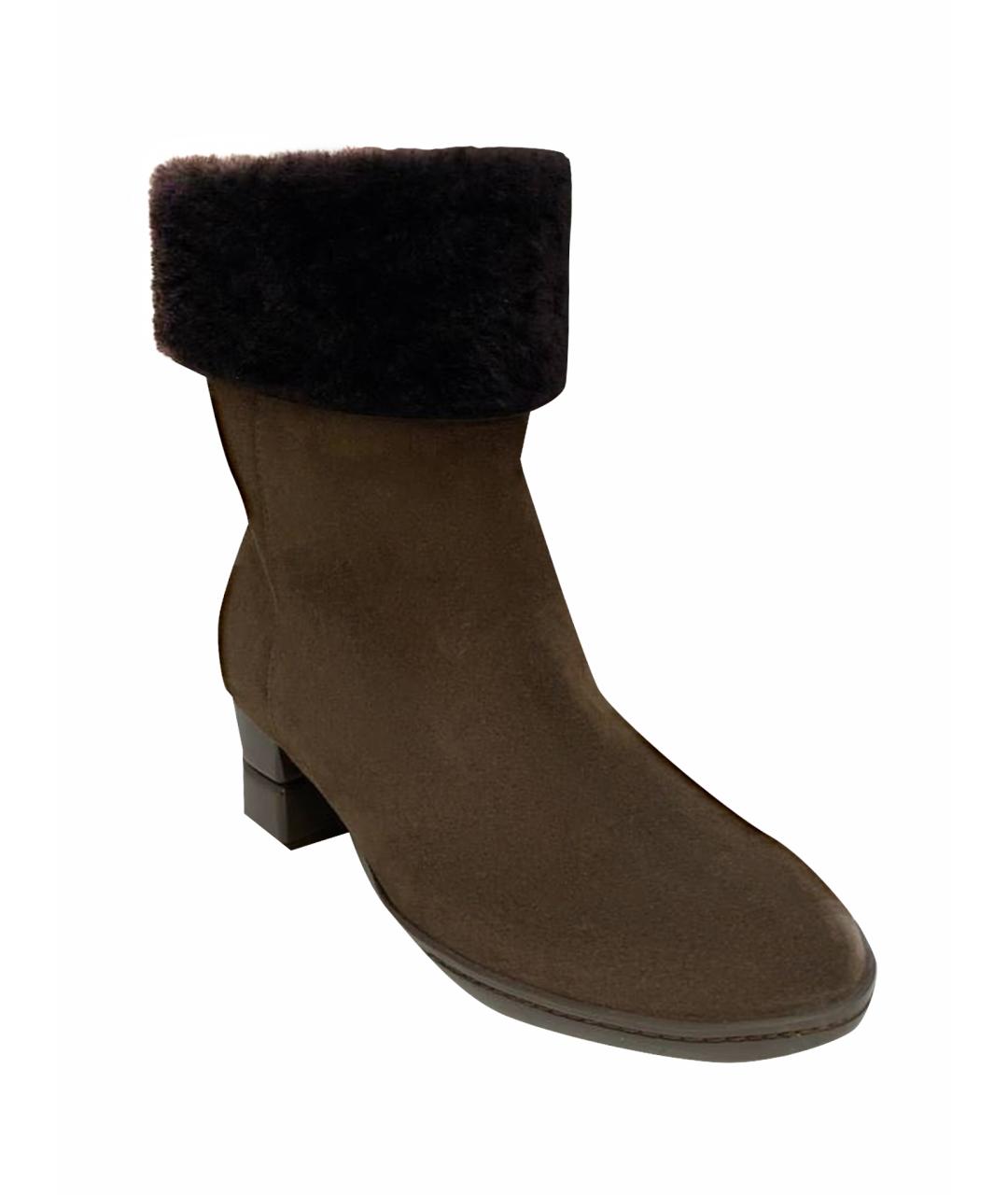 FERRAGAMO Коричневые замшевые ботинки, фото 1