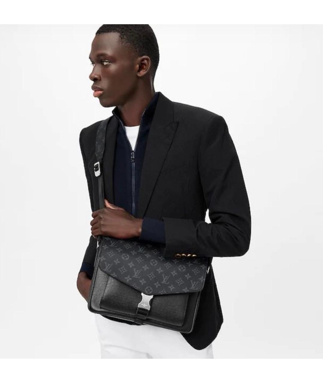 LOUIS VUITTON Черная кожаная сумка на плечо, фото 2