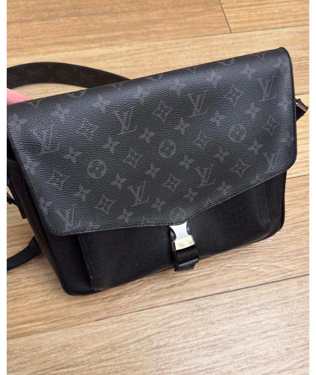 LOUIS VUITTON Черная кожаная сумка на плечо, фото 3