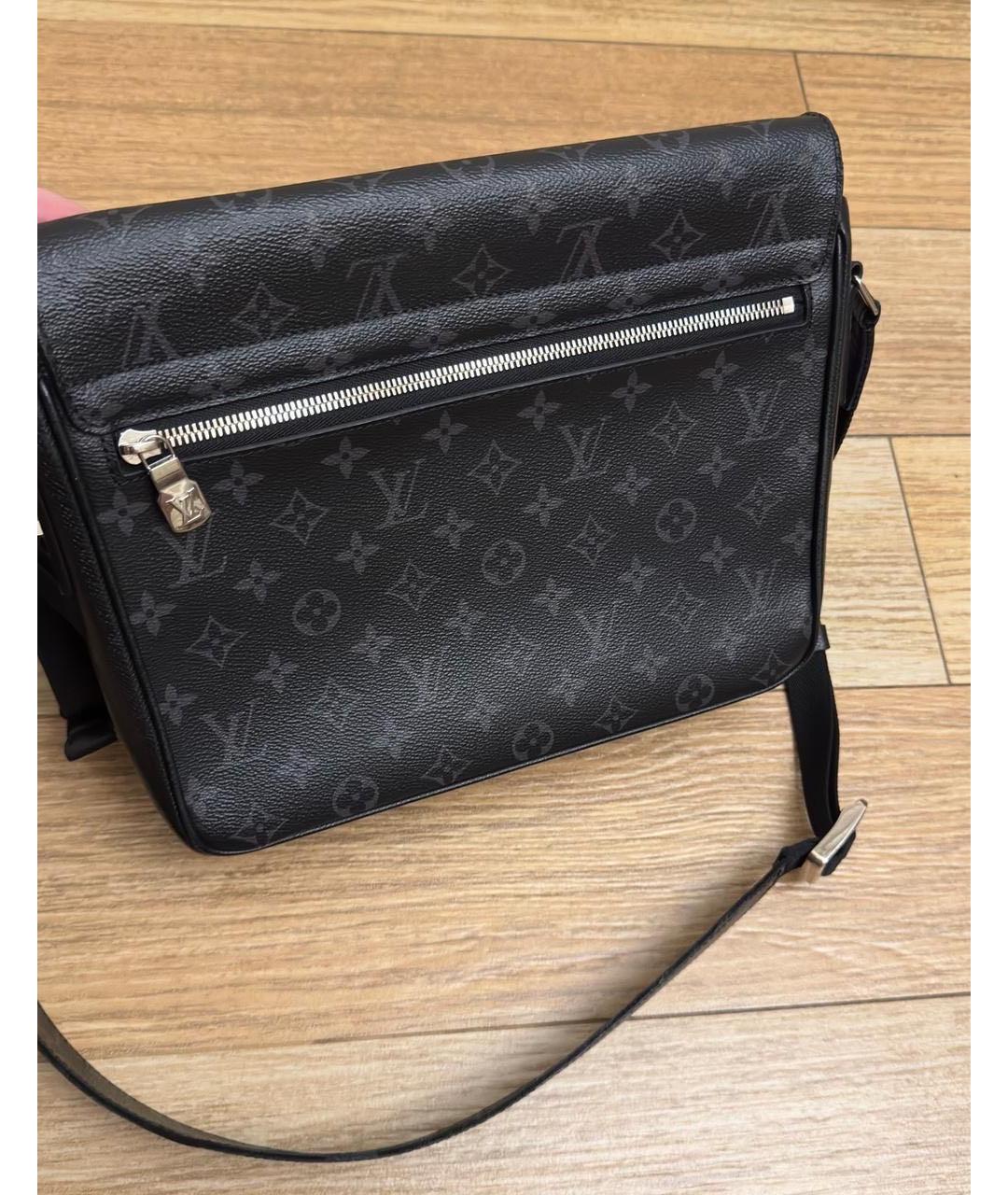 LOUIS VUITTON Черная кожаная сумка на плечо, фото 7