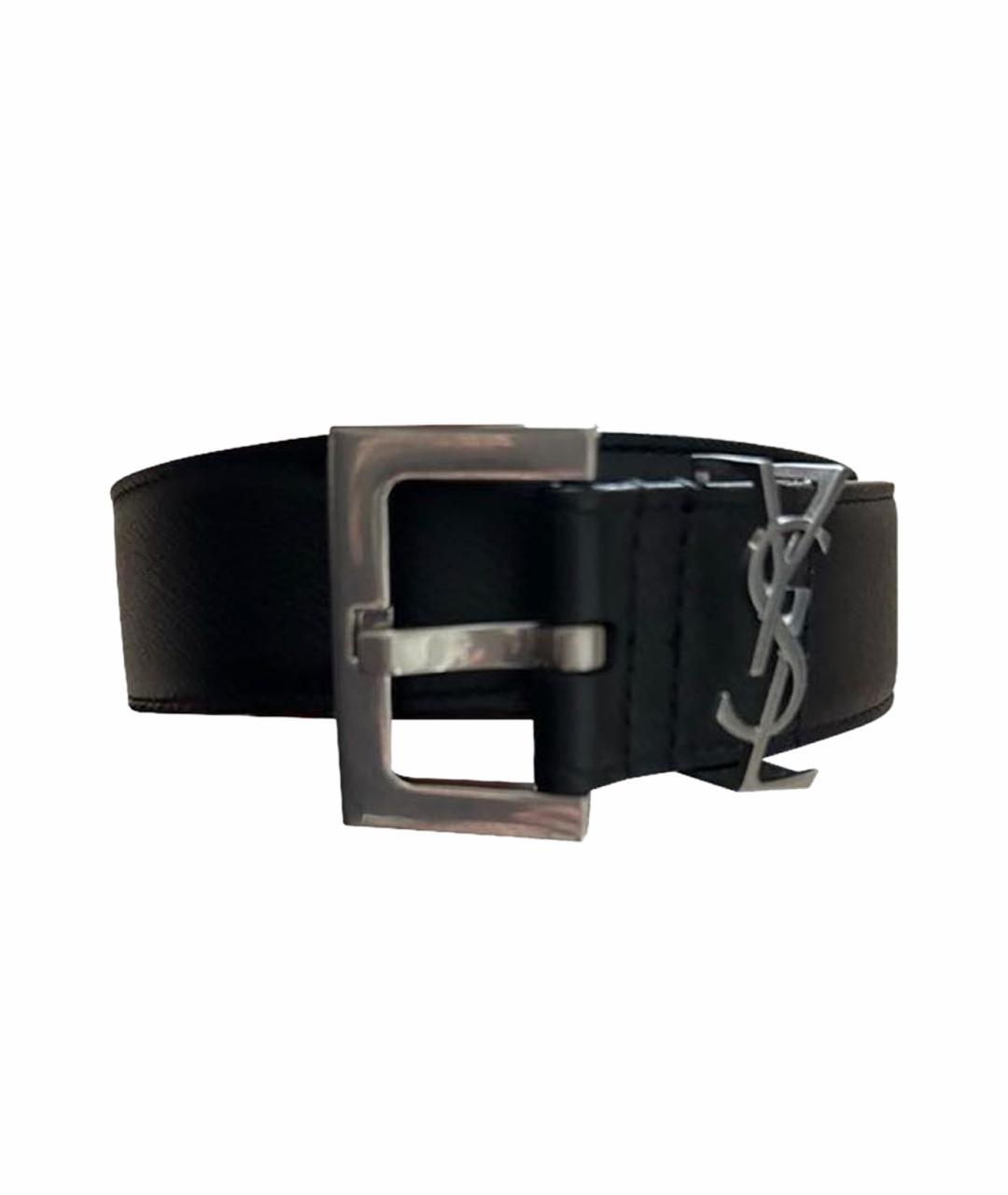 SAINT LAURENT Черный кожаный ремень, фото 1