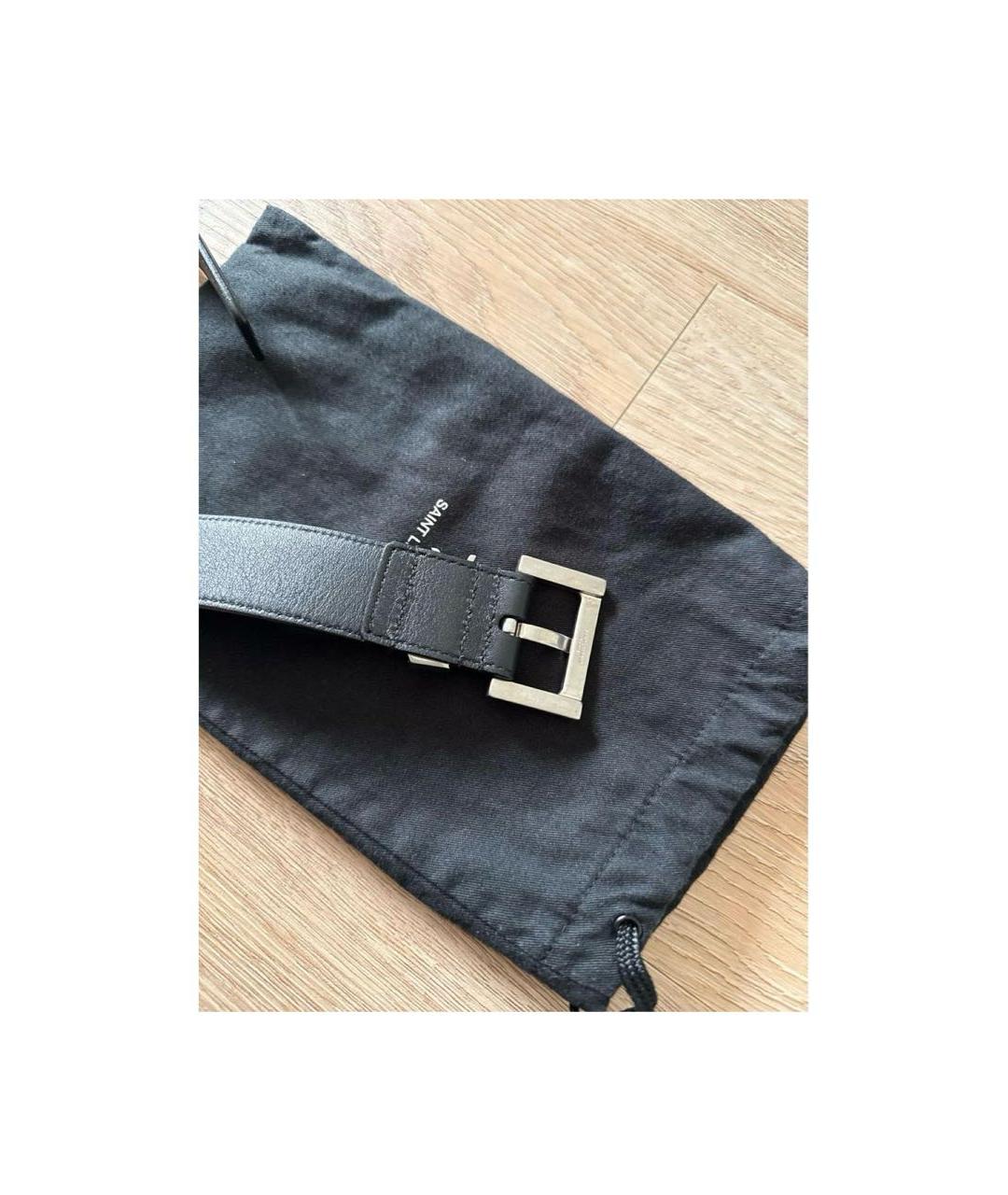 SAINT LAURENT Черный кожаный ремень, фото 3