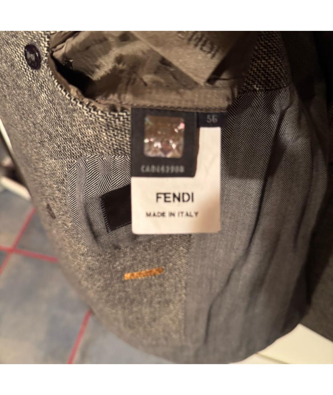 FENDI Серое шерстяное пальто, фото 3