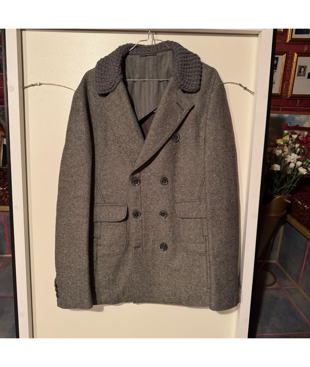 FENDI Серое шерстяное пальто, фото 7
