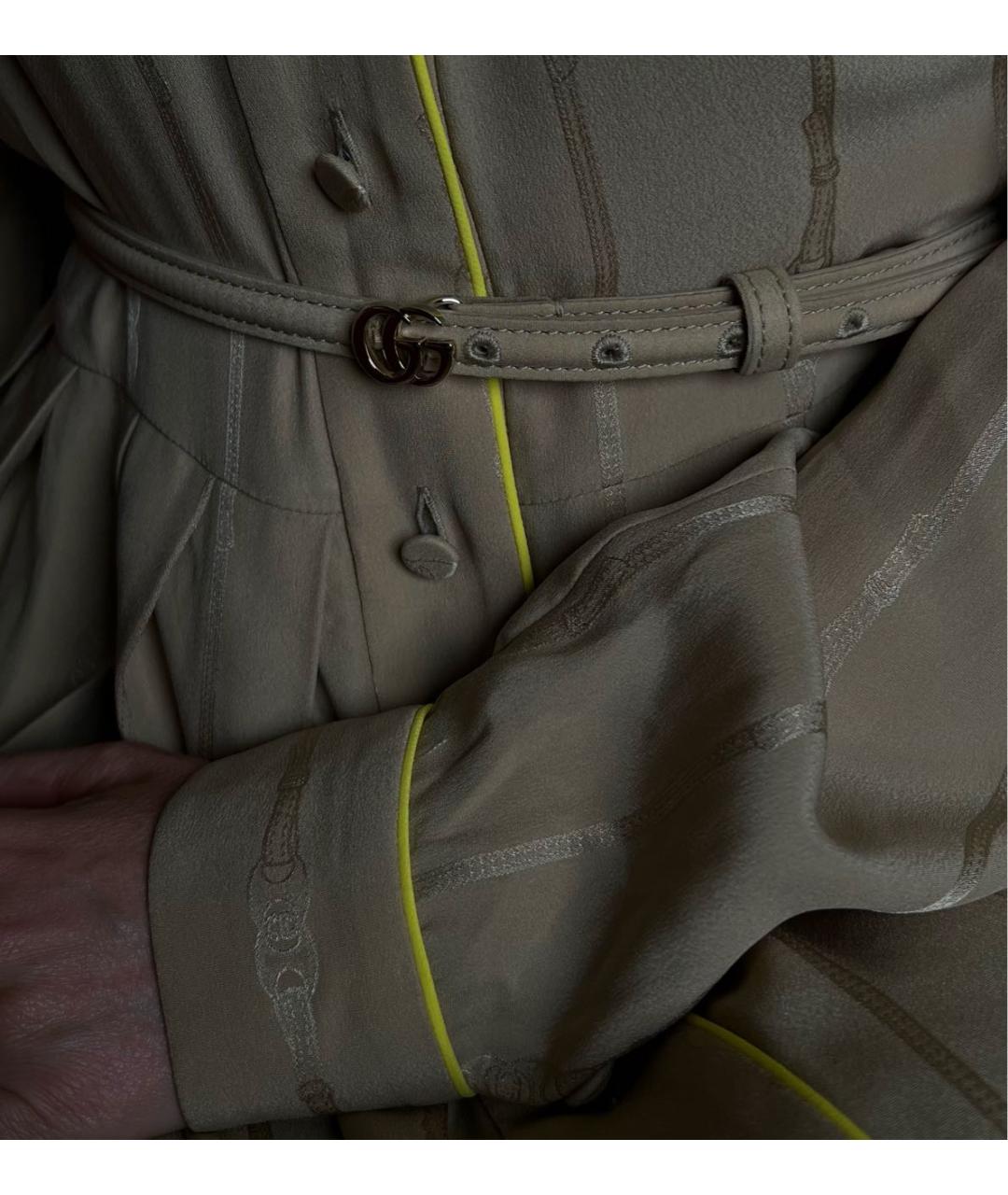 GUCCI Бежевое шелковое повседневное платье, фото 6