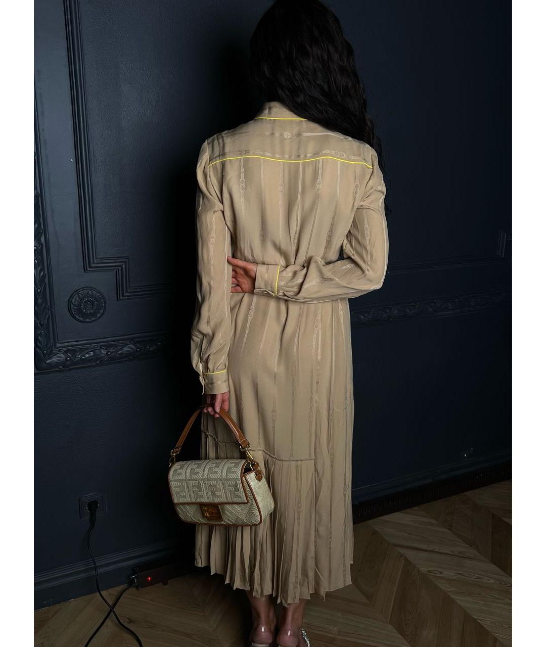 GUCCI Бежевое шелковое повседневное платье, фото 8