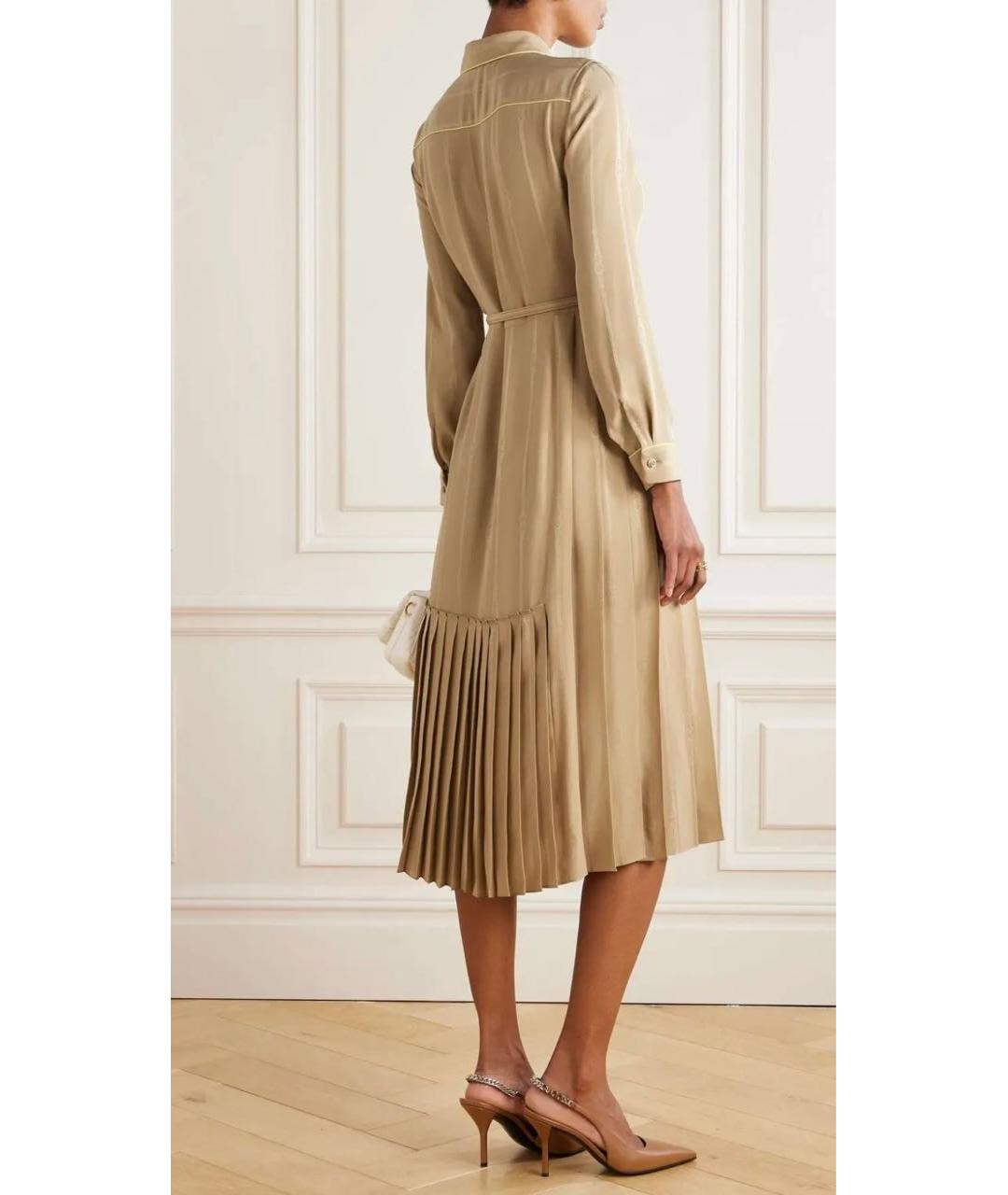 GUCCI Бежевое шелковое повседневное платье, фото 2