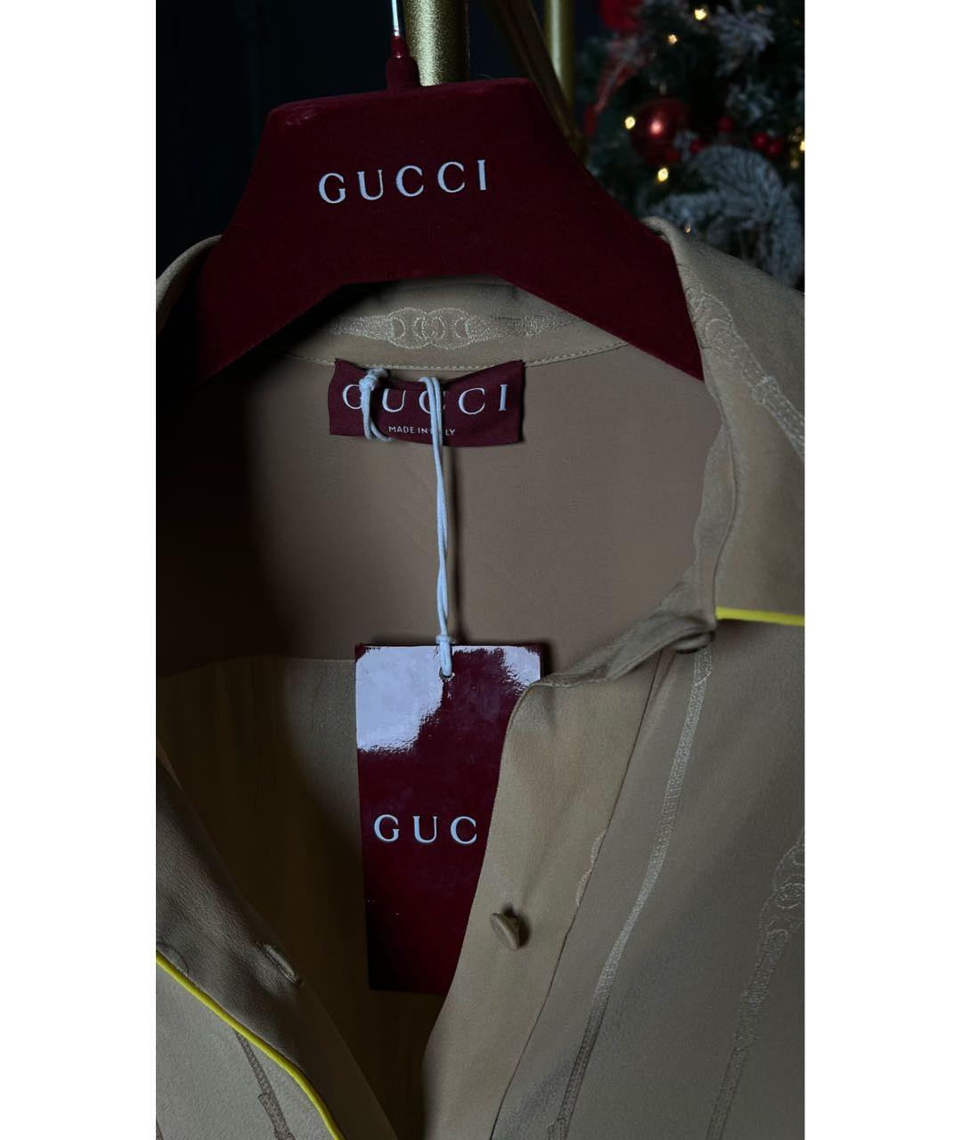 GUCCI Бежевое шелковое повседневное платье, фото 3