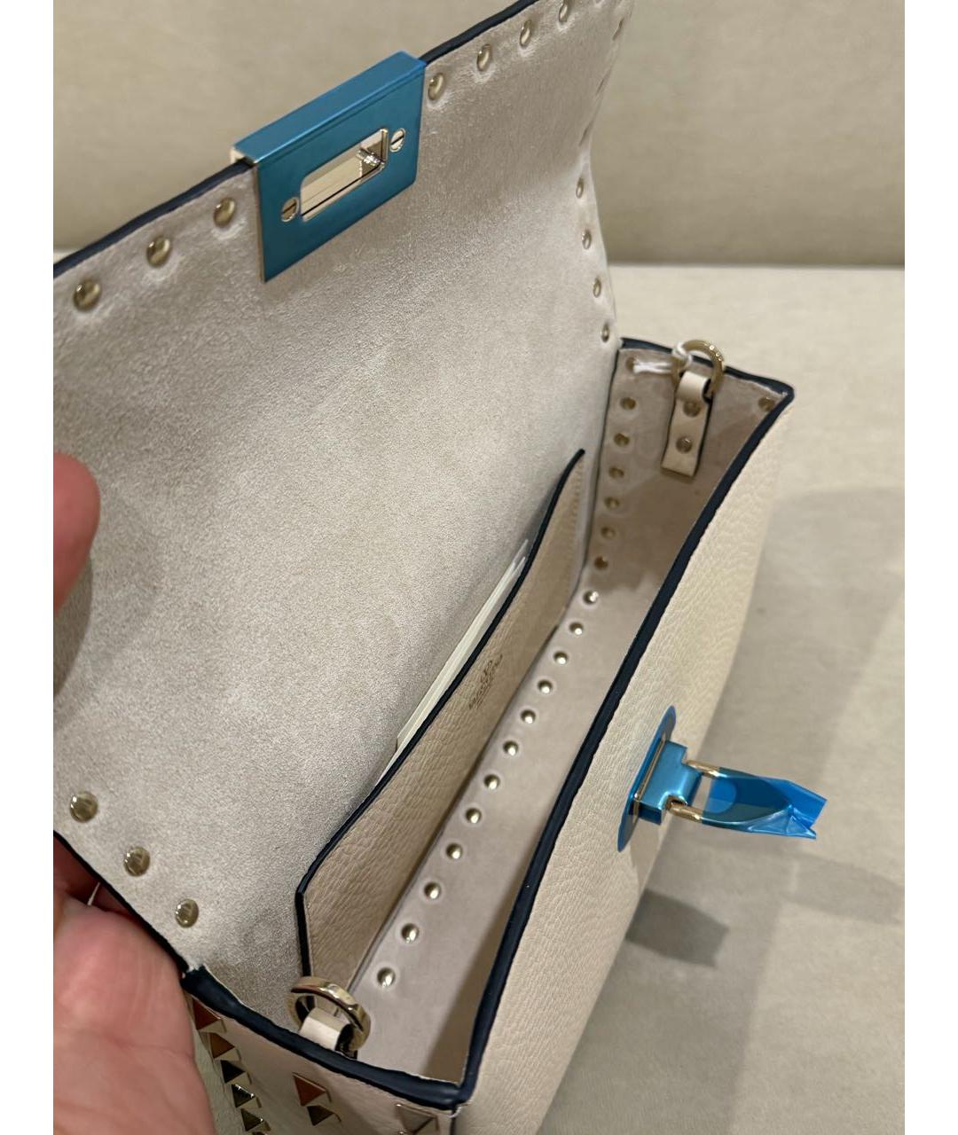 VALENTINO Бежевая кожаная сумка через плечо, фото 4