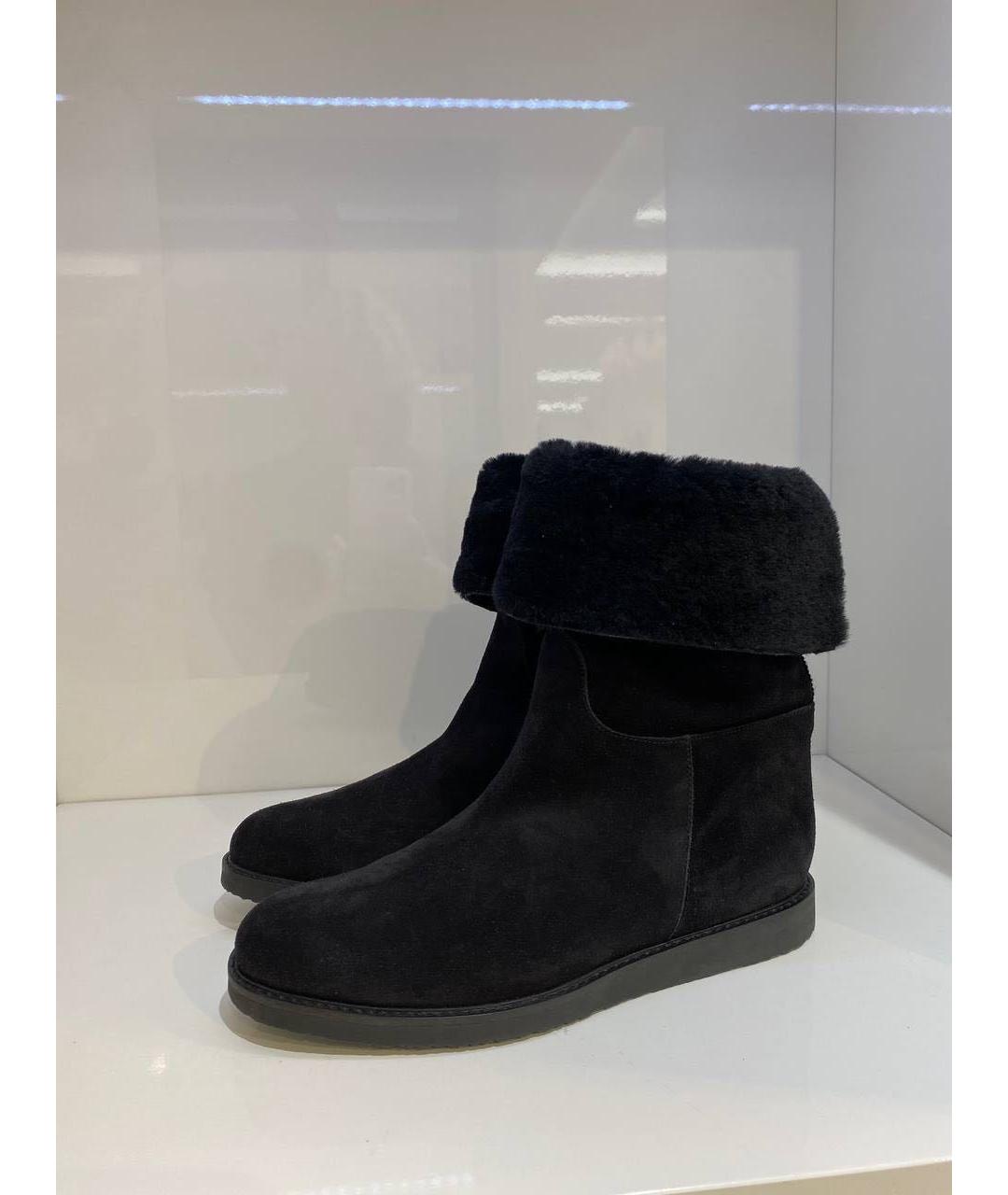 FERRAGAMO Черные замшевые ботинки, фото 4