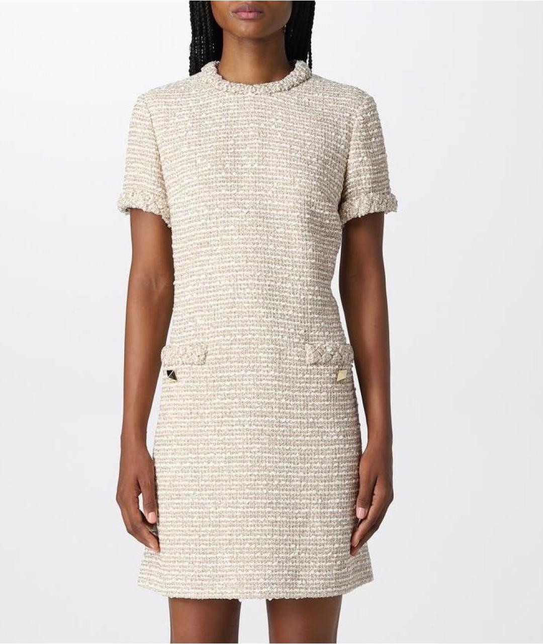 VALENTINO Золотое хлопковое коктейльное платье, фото 5