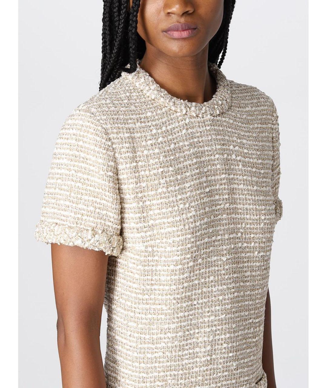 VALENTINO Золотое хлопковое коктейльное платье, фото 4