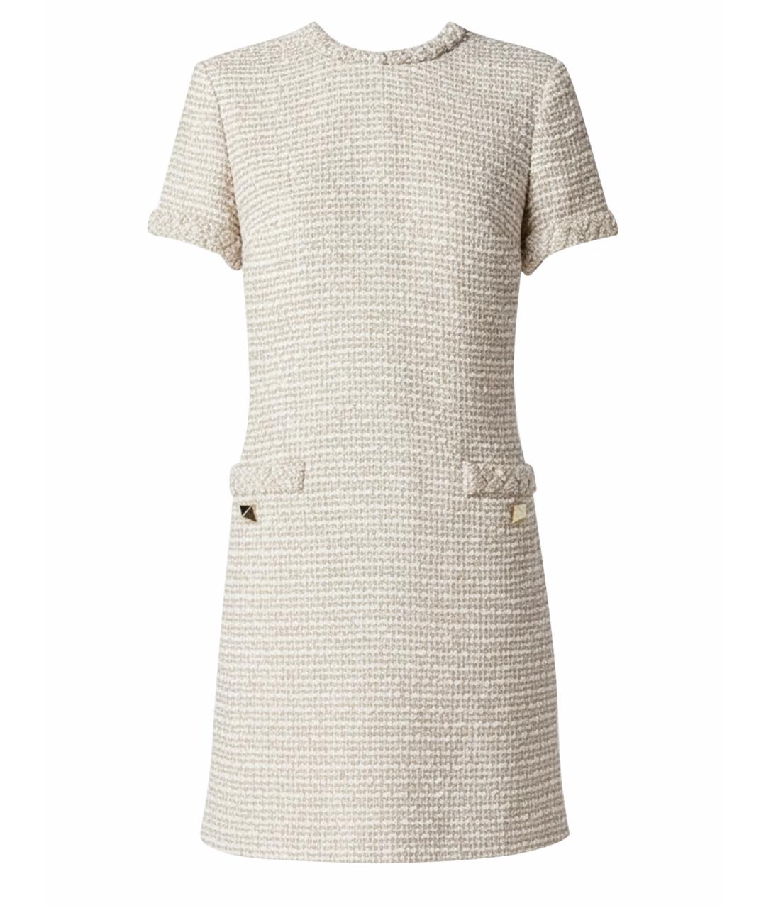 VALENTINO Золотое хлопковое коктейльное платье, фото 1