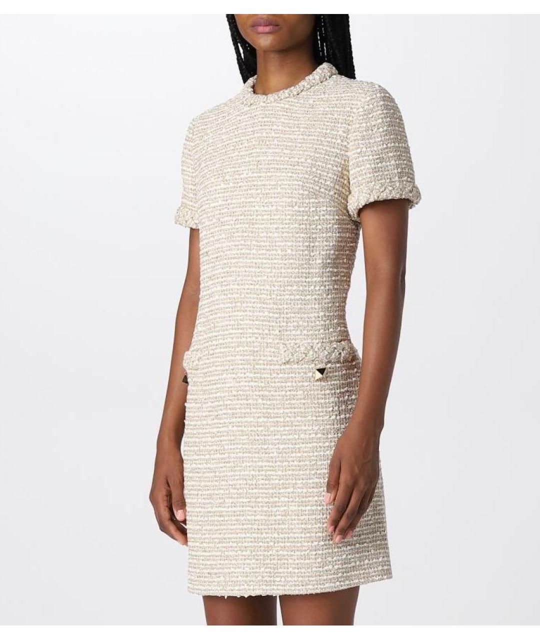 VALENTINO Золотое хлопковое коктейльное платье, фото 3