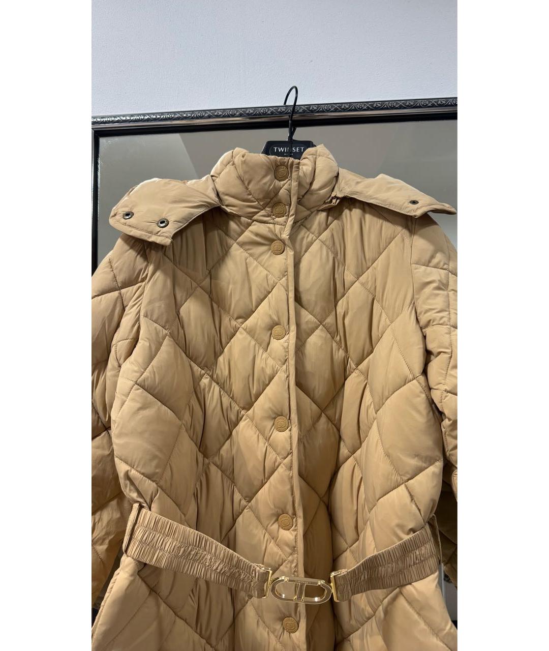 TWIN-SET Бежевый полиамидовый пуховик, фото 8