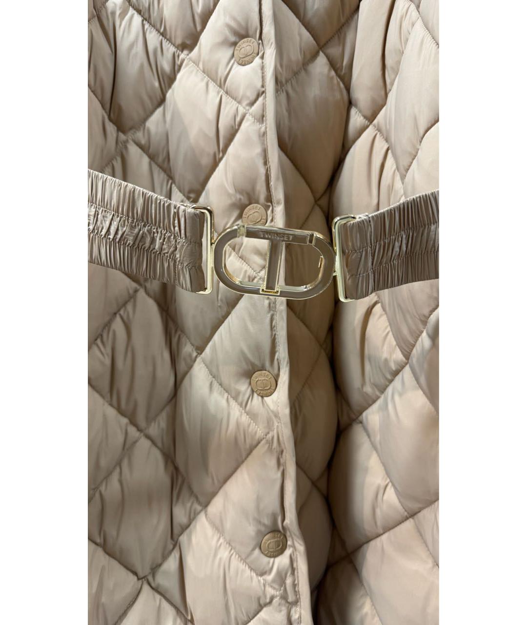 TWIN-SET Бежевый полиамидовый пуховик, фото 4
