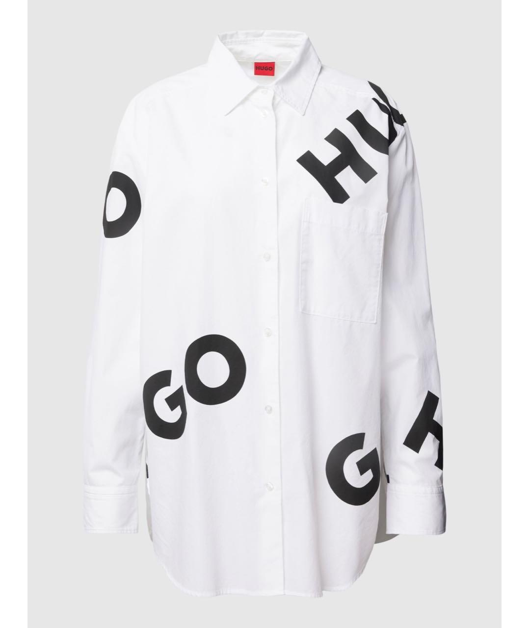 HUGO Белая хлопковая рубашка, фото 5